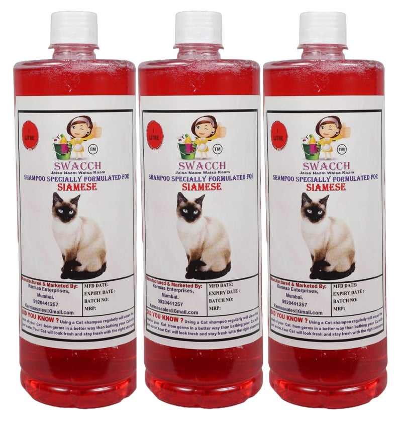 Swacch Shampoo Specially Formulated for Siamese Cat (1 Litre) (Pack of 3) Jasmine - Image 1