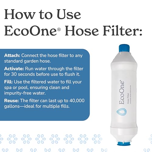 Eco One Hose Filter by EcoOne | Advanced Purification Water Filter for Garden Hose Application | Inline Dual Stage Natural Carbon Hose Filter for Filling Hot Tub & Spa | Filters up to 40,000 Gallons - Image 3