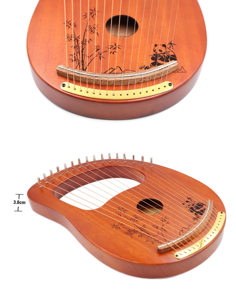 Rayzm Lyre Harp, Solid Wood Mahogany Lyre Musical Instrument, Portable 16 Metal Strings Lye Harp for Adult/Beginners - Image 3