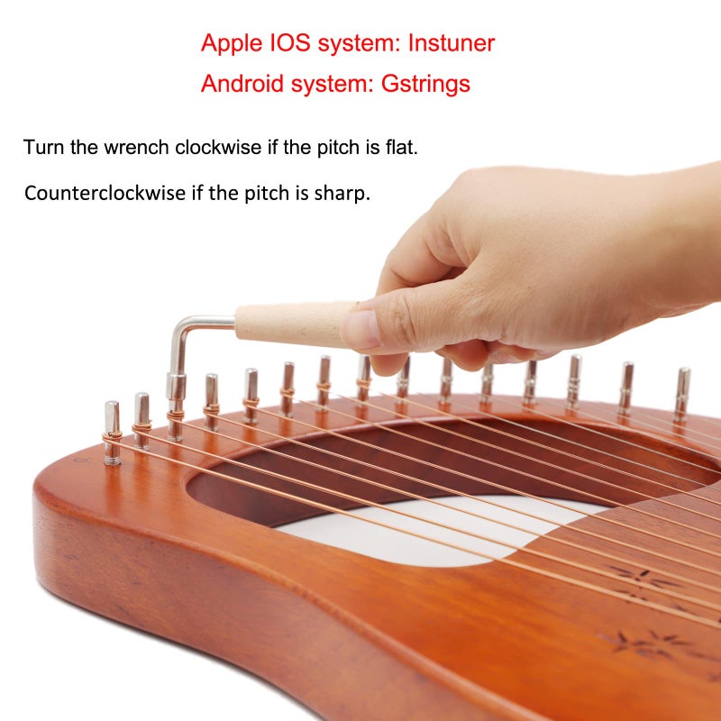 Rayzm Lyre Harp, Solid Wood Mahogany Lyre Musical Instrument, Portable 16 Metal Strings Lye Harp for Adult/Beginners - Image 4