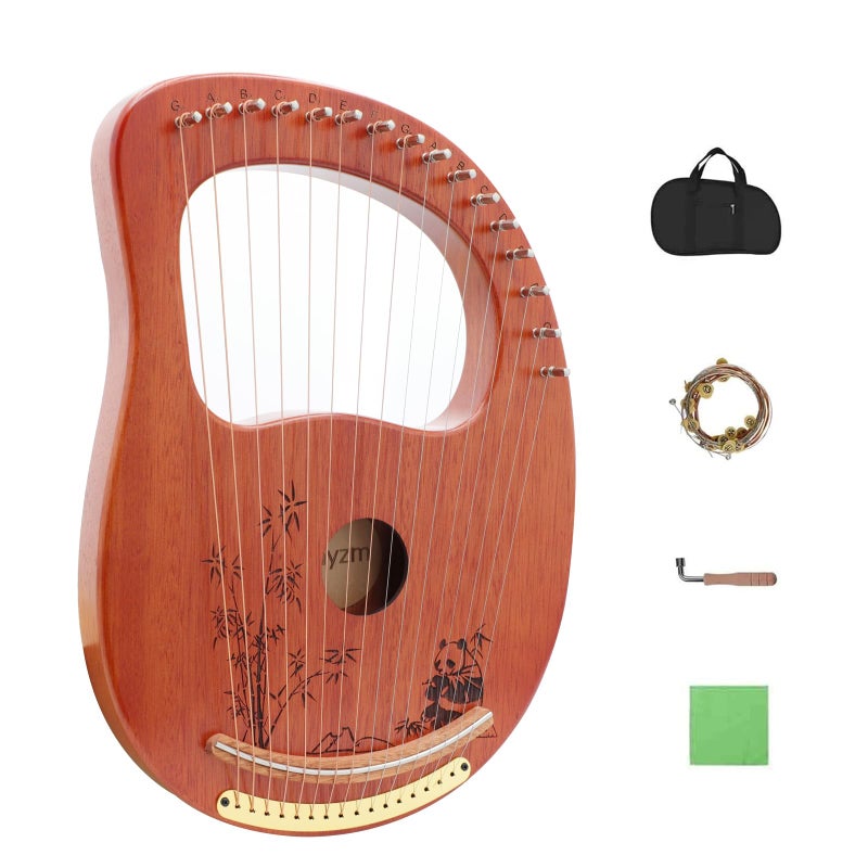 Rayzm Lyre Harp, Solid Wood Mahogany Lyre Musical Instrument, Portable 16 Metal Strings Lye Harp for Adult/Beginners - Image 1
