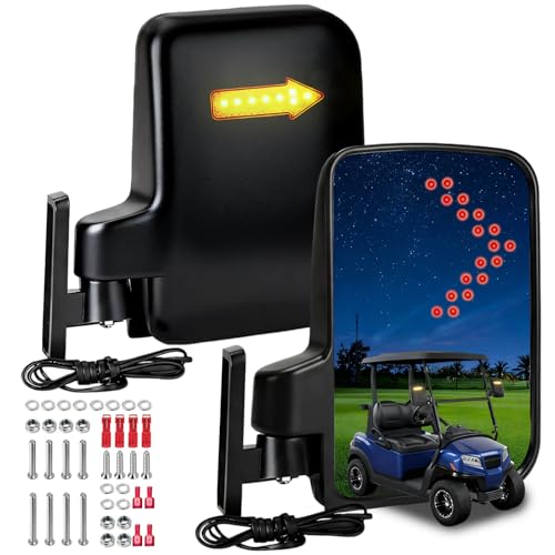 LEAPGOMAX Golf Cart Side Mirrors with Turn Signal Light Golf Cart Rear View Mirrors for Club Car EZGO Yamaha Side Mirrors Golf Cart - Image 1