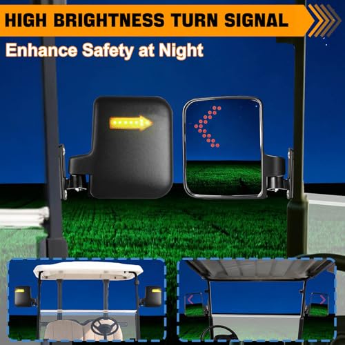 LEAPGOMAX Golf Cart Side Mirrors with Turn Signal Light Golf Cart Rear View Mirrors for Club Car EZGO Yamaha Side Mirrors Golf Cart - Image 3