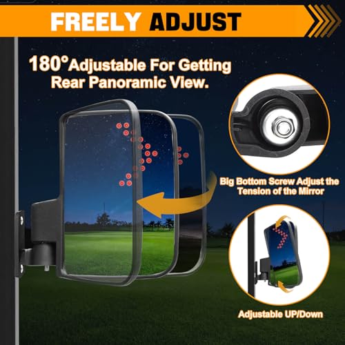 LEAPGOMAX Golf Cart Side Mirrors with Turn Signal Light Golf Cart Rear View Mirrors for Club Car EZGO Yamaha Side Mirrors Golf Cart - Image 5