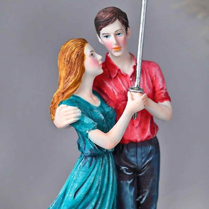 Floweraura Decorative Mushy Romantic Cute Umbrella Couple Polyresin Showpiece Figurine Valentine's Day Gift's for Girlfriend, Boyfriend, Husband & Wife, 4.9 x 10 Centimeters, Multicolor - Image 2