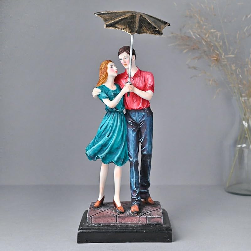 Floweraura Decorative Mushy Romantic Cute Umbrella Couple Polyresin Showpiece Figurine Valentine's Day Gift's for Girlfriend, Boyfriend, Husband & Wife, 4.9 x 10 Centimeters, Multicolor - Image 5