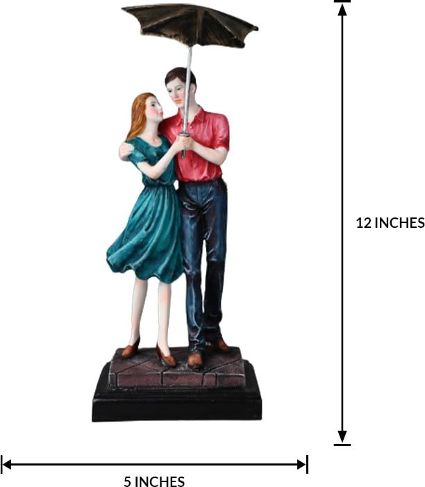 Floweraura Decorative Mushy Romantic Cute Umbrella Couple Polyresin Showpiece Figurine Valentine's Day Gift's for Girlfriend, Boyfriend, Husband & Wife, 4.9 x 10 Centimeters, Multicolor - Image 4