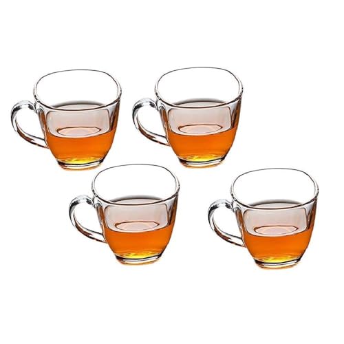 MARKQUES Teaware Glass Cup for Green Tea, Herbal Tea, Coffee (Transparent, Clear, 200 ml) 4 Pieces - Image 1