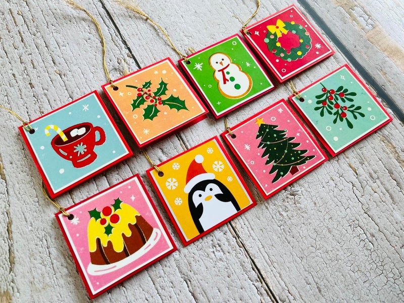 Crafted Forever Handmade Christmas Mini Card/Gift tag- Set of 8, Blank Inside, Strings Included - Image 3