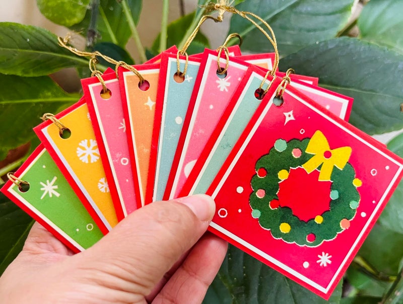 Crafted Forever Handmade Christmas Mini Card/Gift tag- Set of 8, Blank Inside, Strings Included - Image 2