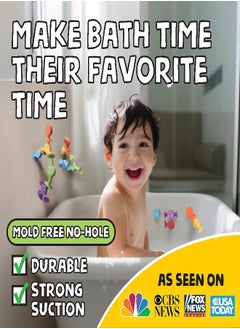 BUNMO BUNMO Suction Bath Toys 24pcs | Connect, Build, Create | No Mold Bath Toy | Hours of Fun & Creativity | Stimulating & Addictive Sensory Suction Toy | No Hole Bath Toy | Mold Free Bath Toys  - Image 1