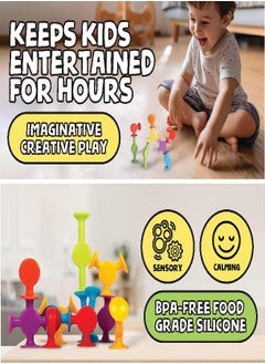 BUNMO BUNMO Suction Bath Toys 24pcs | Connect, Build, Create | No Mold Bath Toy | Hours of Fun & Creativity | Stimulating & Addictive Sensory Suction Toy | No Hole Bath Toy | Mold Free Bath Toys  - Image 2