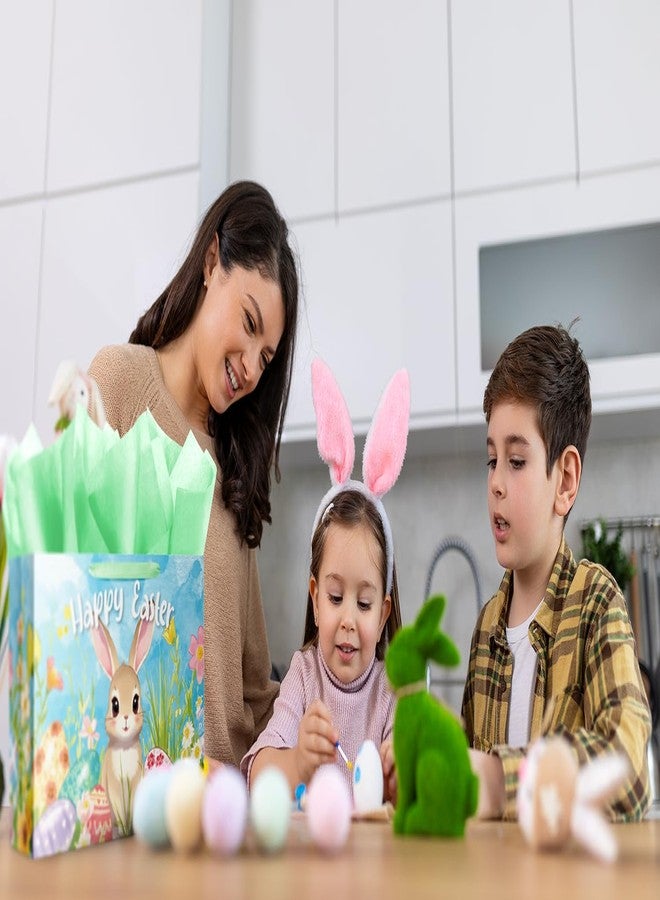 Linelglobal 15.7" Large Easter Gift Bag with Tissue Paper and Card, Eggs & Bunny Design - Image 5