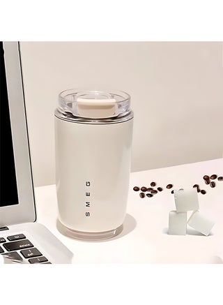 كوب قهوة سفر من Smeg، كوب مشروبات معزول مع غطاء مضاد للتسرب، كوب قهوة طويل الأمد مع غطاء، ترمس قهوة للسفر (أبيض) - view 5