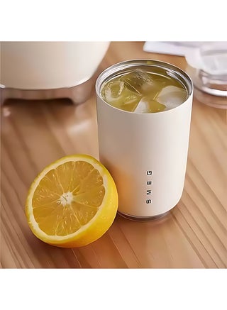 كوب قهوة سفر من Smeg، كوب مشروبات معزول مع غطاء مضاد للتسرب، كوب قهوة طويل الأمد مع غطاء، ترمس قهوة للسفر (أبيض) - view 4