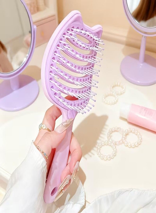 FWQPRA Self Cleaning Hair Brush for Women & Kids - Detangler Hair Brush Comb for Wet or Dry Hair - Anti-Static Hairbrush Women Love - Gentle Scalp Massage Comb Brush for All Hair Types. (Purple) - Image 1