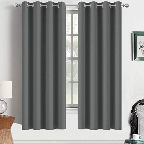 Yakamok Room Darkening Grommet Window Drapes Thermal Insulated Light Blocking Blackout Curtains for Bedroom52Wx72LDark Grey2 Panels