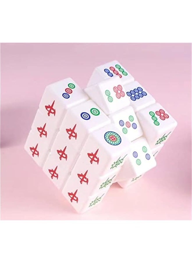 null - A+ Morn Mahjong Magic Cube, Mahjong Game Meets Mind-Blowing Cube for Creative and Relaxation Enthusiasts! 3x3 Speed Cube for Friend Who Love a Challenge (White) - Image 1
