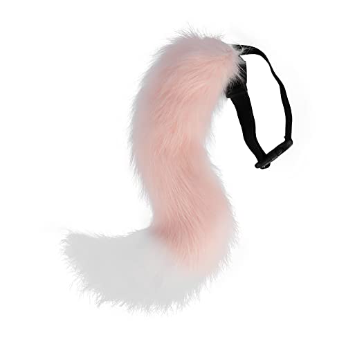 JUNBOON Faux Fur Tail for Cosplay Halloween Party Costume (Pink white) - Image 2