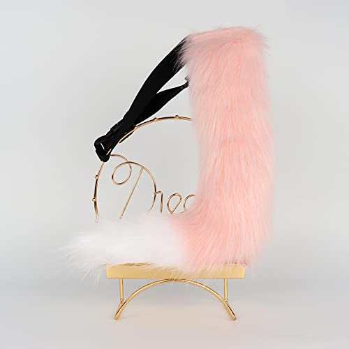 JUNBOON Faux Fur Tail for Cosplay Halloween Party Costume (Pink white) - Image 3
