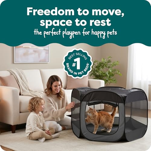 FurHaven SoftSided Dog Cat Playpen Portable Foldable Indoor Outdoor Pet Playpen with Mesh Windows Zippered Door Gray Extra Large - Image 3