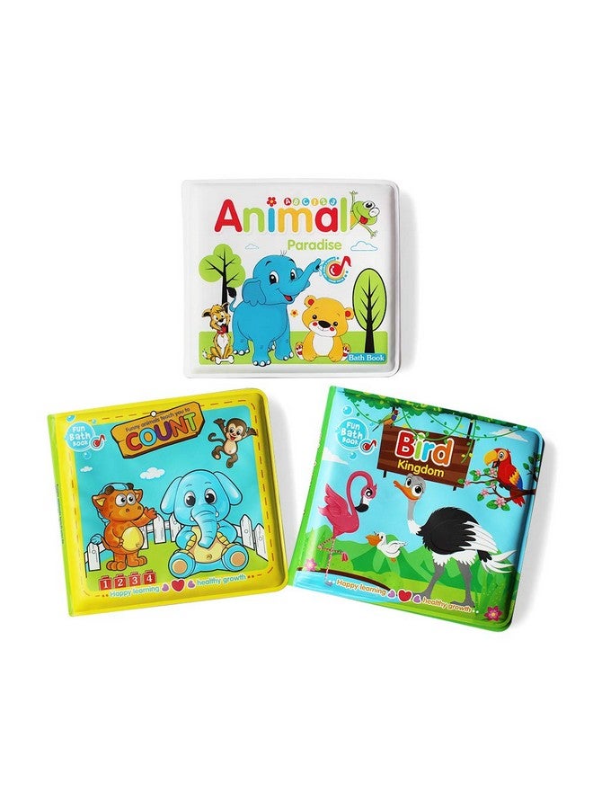 JUNSEE Baby Bath Books-3PCS,Bathtub Toys Floating Waterproof Educational Bath Toy Books for Toddlers-Animal Books,Count Books,Bird Books for Bath time - Image 2