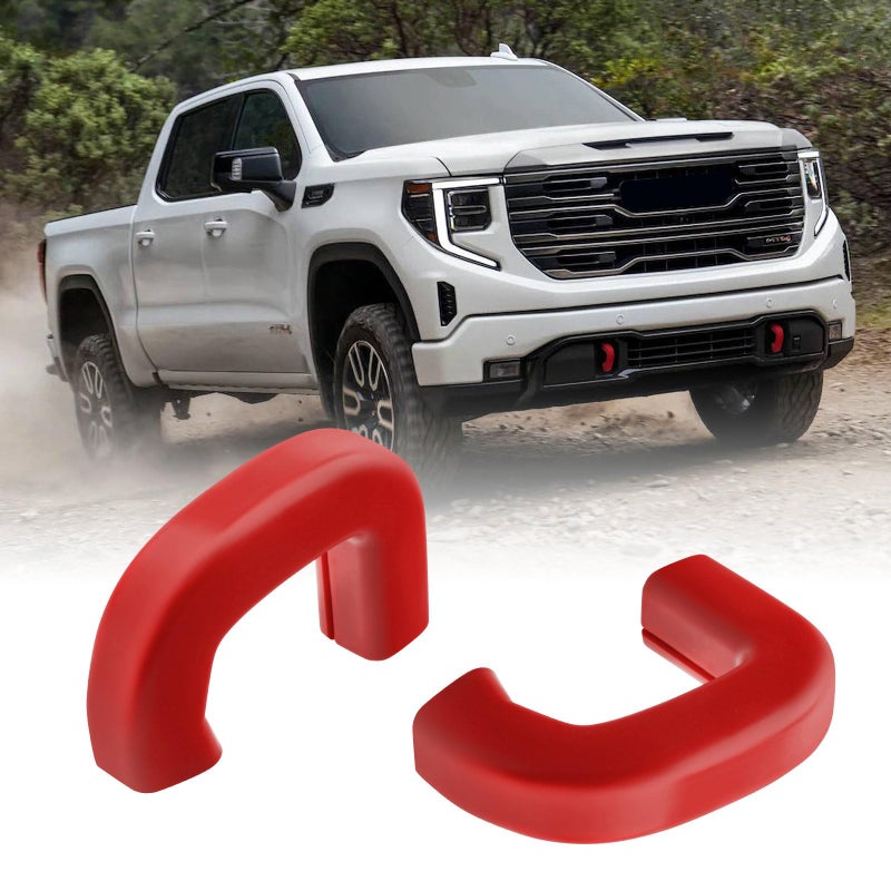 TECHPICCO Tow Hook Covers Fit for GMC Sierra 1500 20192025 Vertical Tow Hooks Hitch Cover Front Customized Car Tow Hooks Compatible with GMC Sierra 1500 Accessories 20192025Upgrade Red