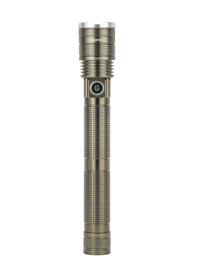 GEEPAS - Zoomable LED Flashlight ,20W Laser High-Power LEDs, Perfect for Indoor and Outdoor Use, 10 Hours Continuous Working/ with Aluminum Alloy Housing, Type C Charging, Limited Lifetime Warranty| GFL4651 - Image 1
