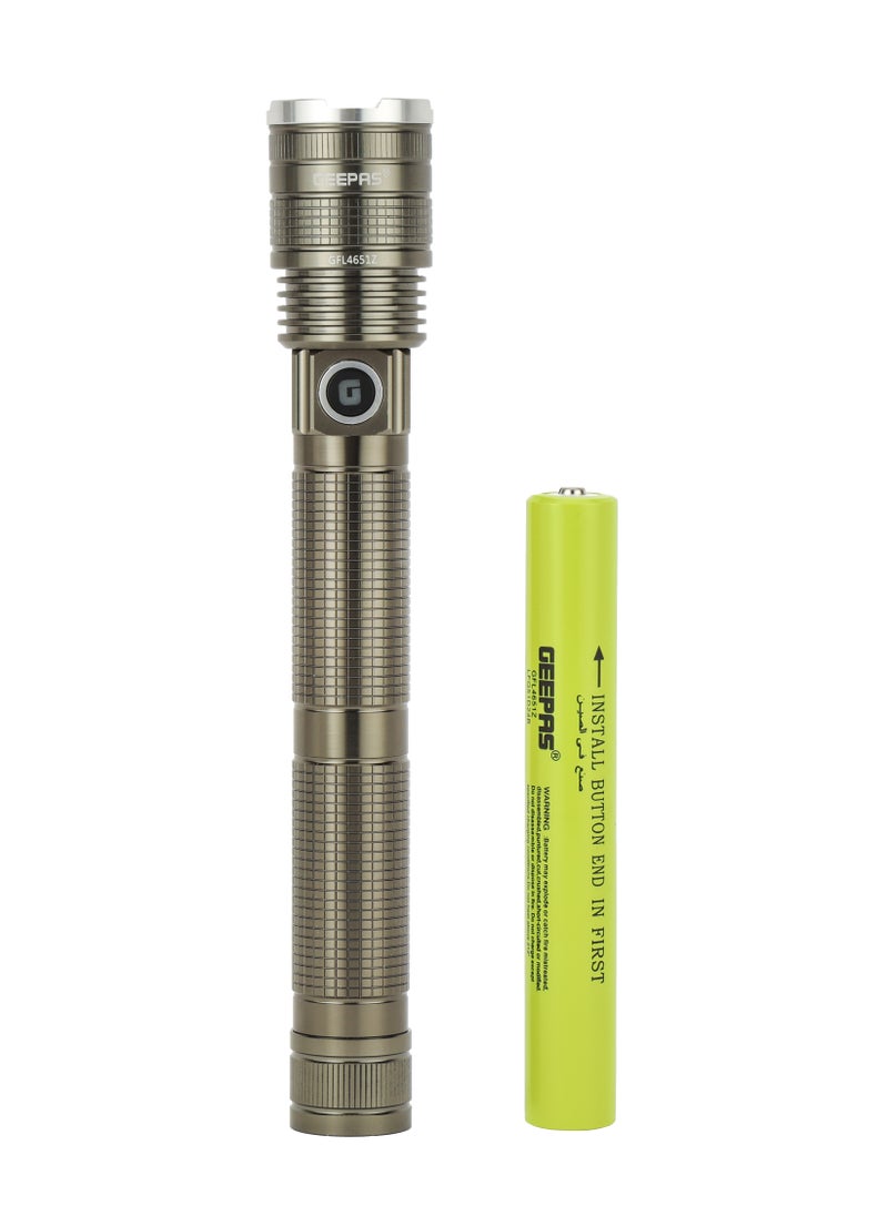GEEPAS - Zoomable LED Flashlight ,20W Laser High-Power LEDs, Perfect for Indoor and Outdoor Use, 10 Hours Continuous Working/ with Aluminum Alloy Housing, Type C Charging, Limited Lifetime Warranty| GFL4651 - Image 1