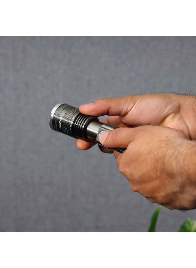 GEEPAS Zoomable LED Flashlight ,20W Laser High-Power LEDs, Perfect for Indoor and Outdoor Use, 10 Hours Continuous Working/ with Aluminum Alloy Housing, Type C Charging, Limited Lifetime Warranty - Image 4
