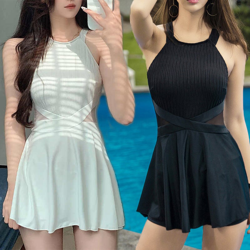 Swimwear women's dress solid color suspenders swimwear slim slim hot spring sexy backless professional swimwear wholesale(White, Average size) - Image 3