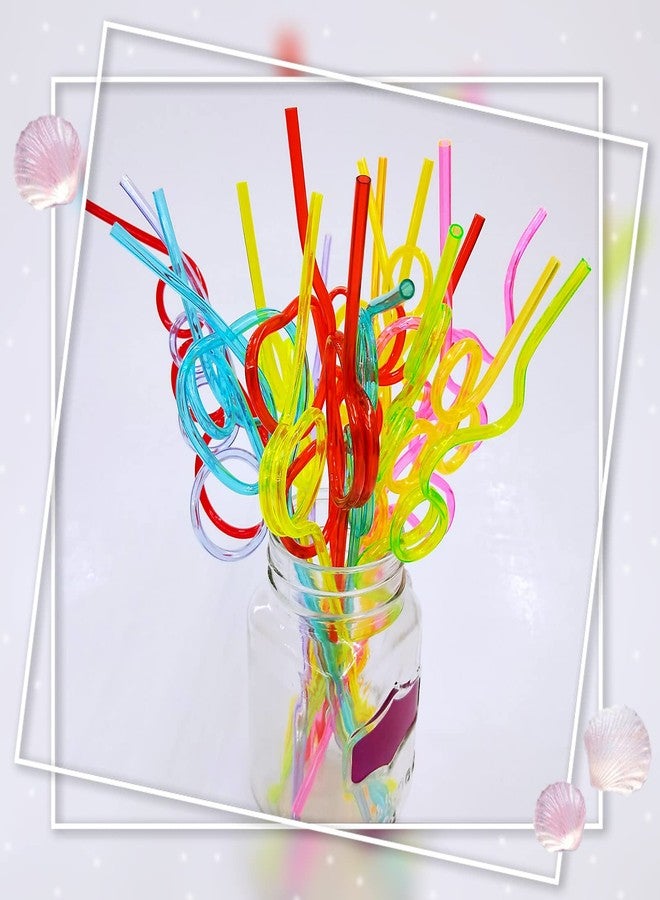 Loccmat 66 Pcs Reusable Plastic Colorful Loop Straws, 11 Different Designs, 10'' Silly Straws, Fun Varied Twists for Parties - Image 3