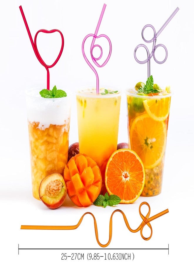 Loccmat 66 Pcs Reusable Plastic Colorful Loop Straws, 11 Different Designs, 10'' Silly Straws, Fun Varied Twists for Parties - Image 2