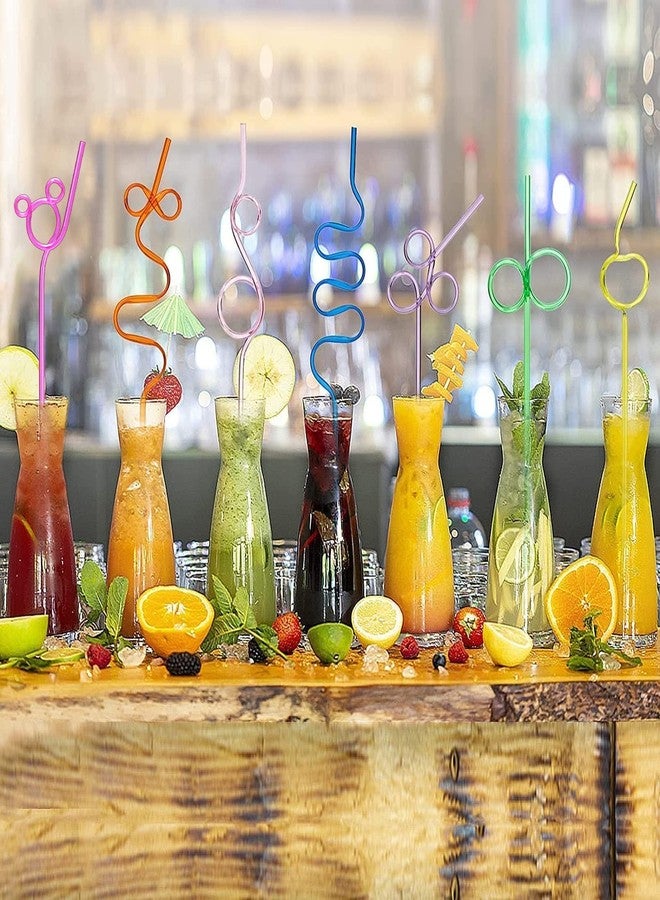 Loccmat 66 Pcs Reusable Plastic Colorful Loop Straws, 11 Different Designs, 10'' Silly Straws, Fun Varied Twists for Parties - Image 5