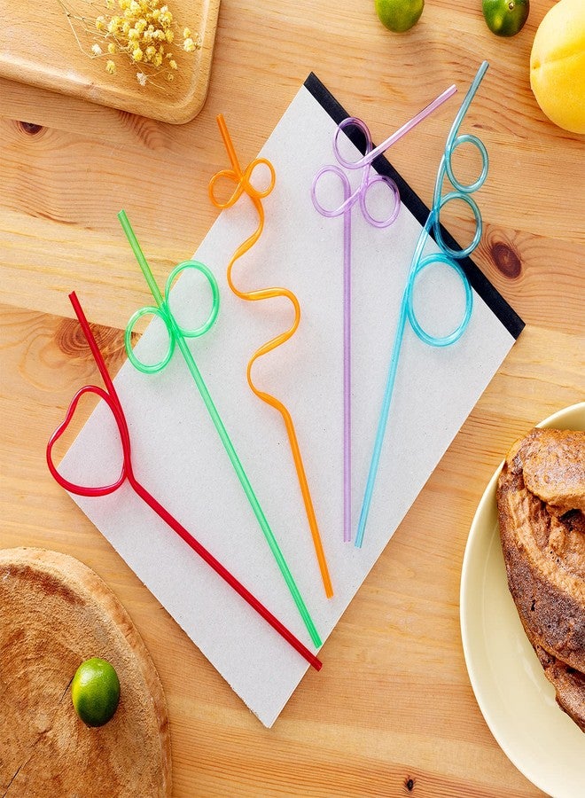Loccmat 66 Pcs Reusable Plastic Colorful Loop Straws, 11 Different Designs, 10'' Silly Straws, Fun Varied Twists for Parties - Image 4