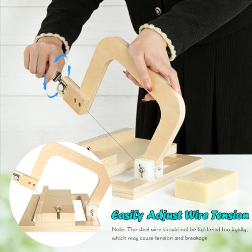SUNREEK Adjustable Wire Soap Cutter, Wooden Soap Cutters for Soap Making with Replaced Stainless Steel Wires for Handmade - Image 4