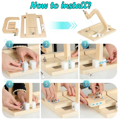 SUNREEK Adjustable Wire Soap Cutter, Wooden Soap Cutters for Soap Making with Replaced Stainless Steel Wires for Handmade - Image 5