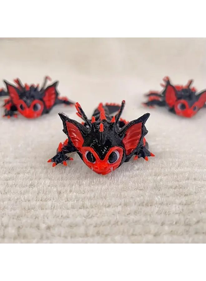 3D Printed Red And White Bat Dragon Mythical Creature Figurine Fantasy Desktop Decor Collectible Gift - Image 5