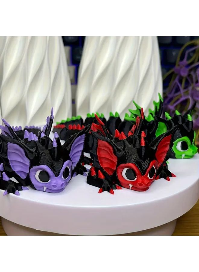 3D Printed Red And White Bat Dragon Mythical Creature Figurine Fantasy Desktop Decor Collectible Gift - Image 1