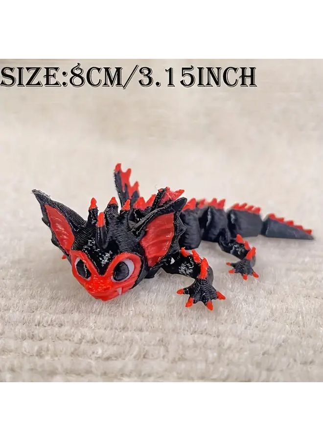 3D Printed Red And White Bat Dragon Mythical Creature Figurine Fantasy Desktop Decor Collectible Gift - Image 2
