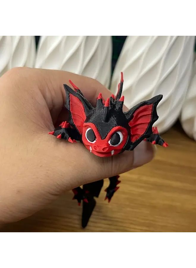 3D Printed Red And White Bat Dragon Mythical Creature Figurine Fantasy Desktop Decor Collectible Gift - Image 4