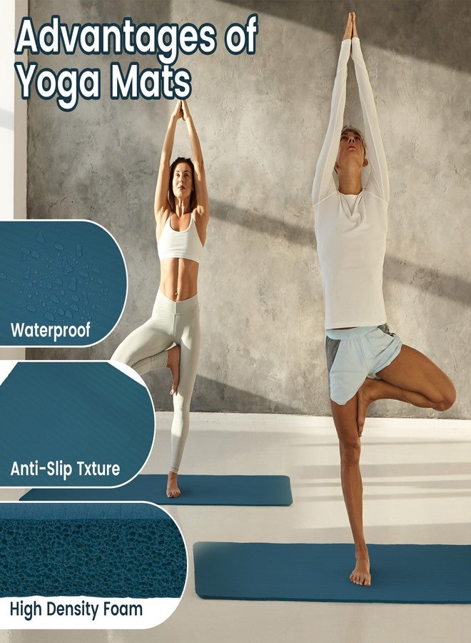 Fitvids بساط يوغا، بساط تمارين عالي الكثافة بسماكة 1/2 بوصة، مقاوم للتمزق، مزود بحزام حمل، مناسب لمختلف تمارين اليوغا، أزرق داكن - Image 5