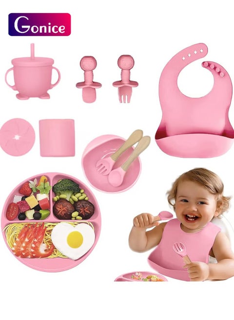 10 food grade silicone baby tableware, BPA free, including dishes
