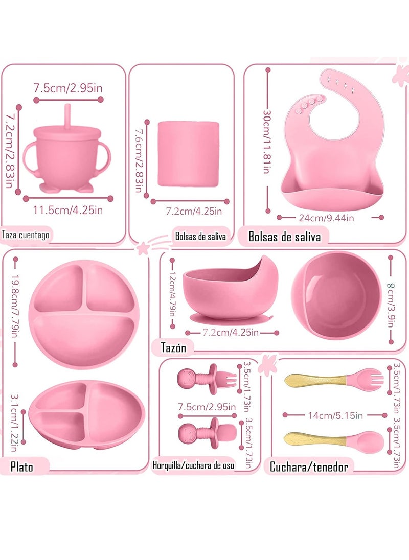 10 food grade silicone baby tableware, BPA free, including dishes