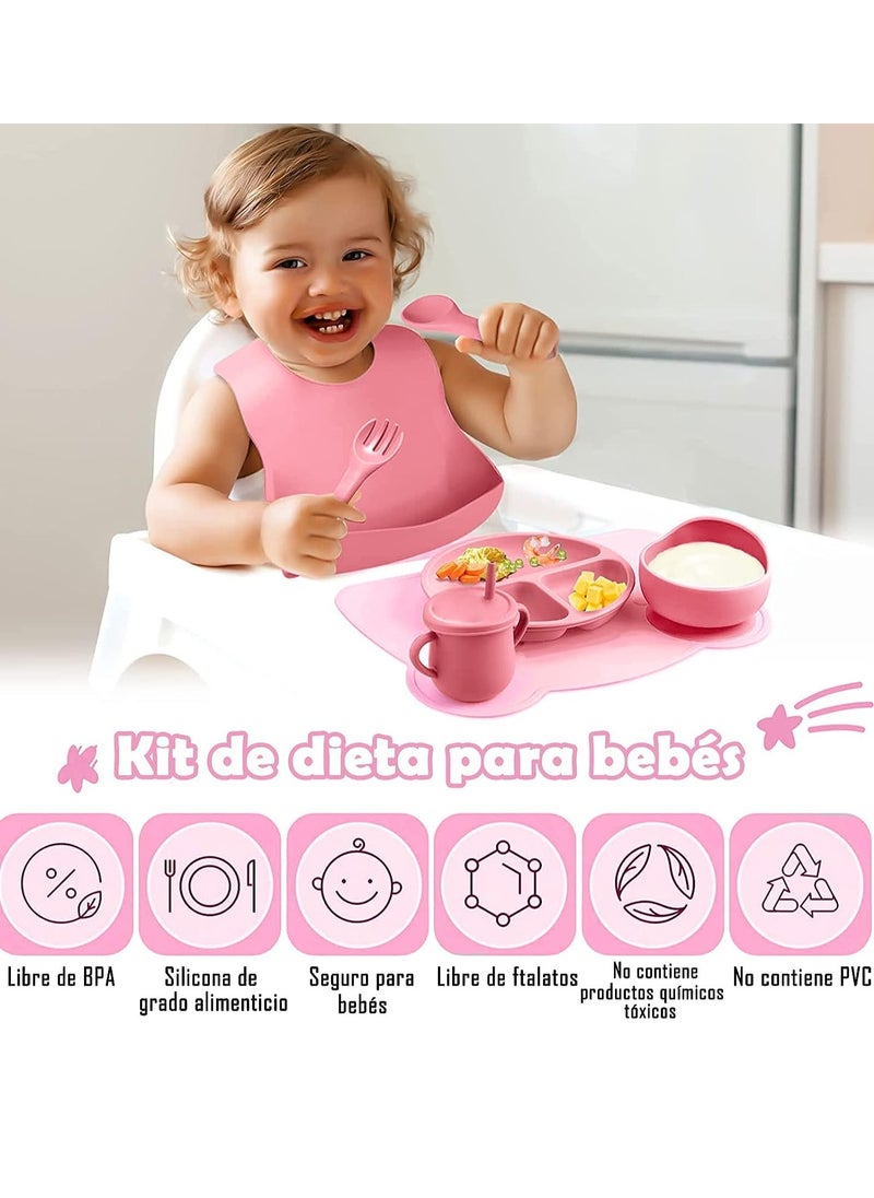 10 food grade silicone baby tableware, BPA free, including dishes