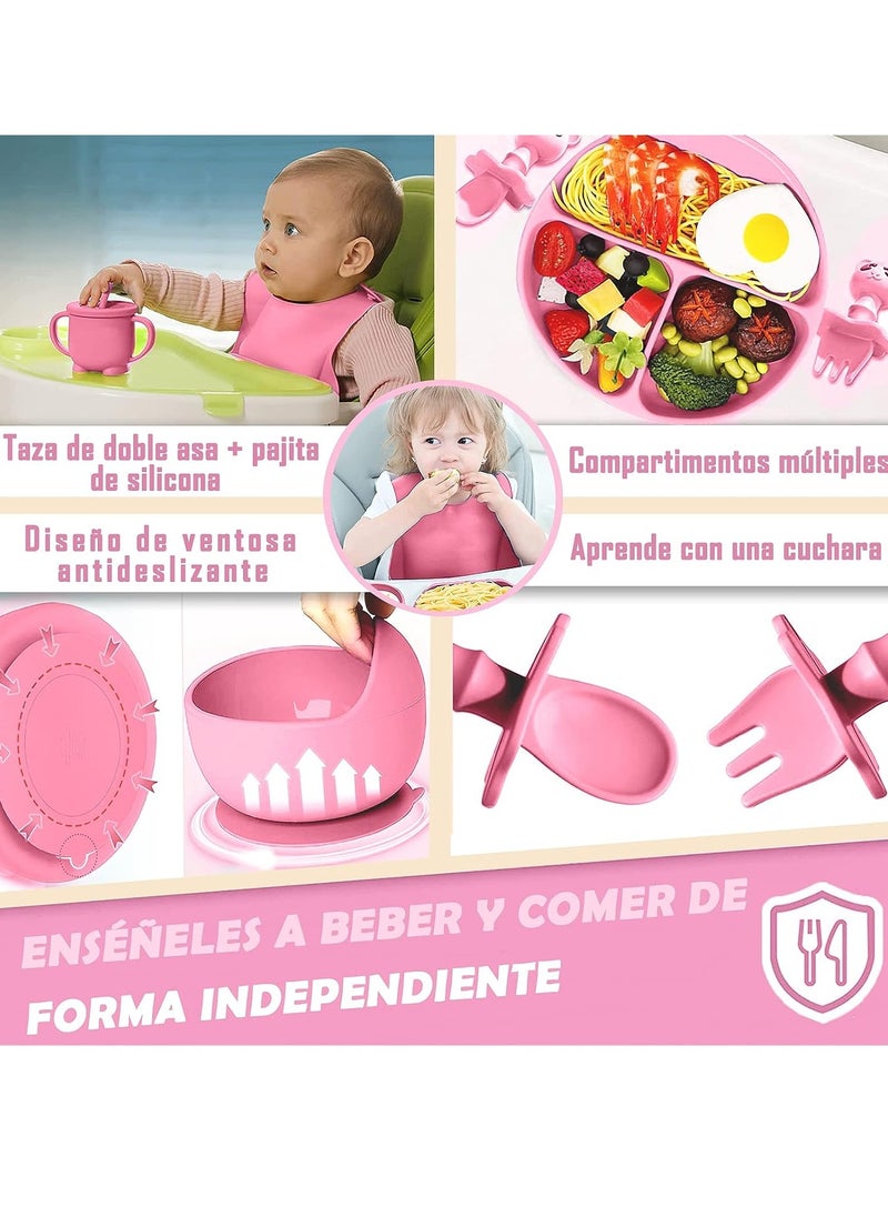 10 food grade silicone baby tableware, BPA free, including dishes