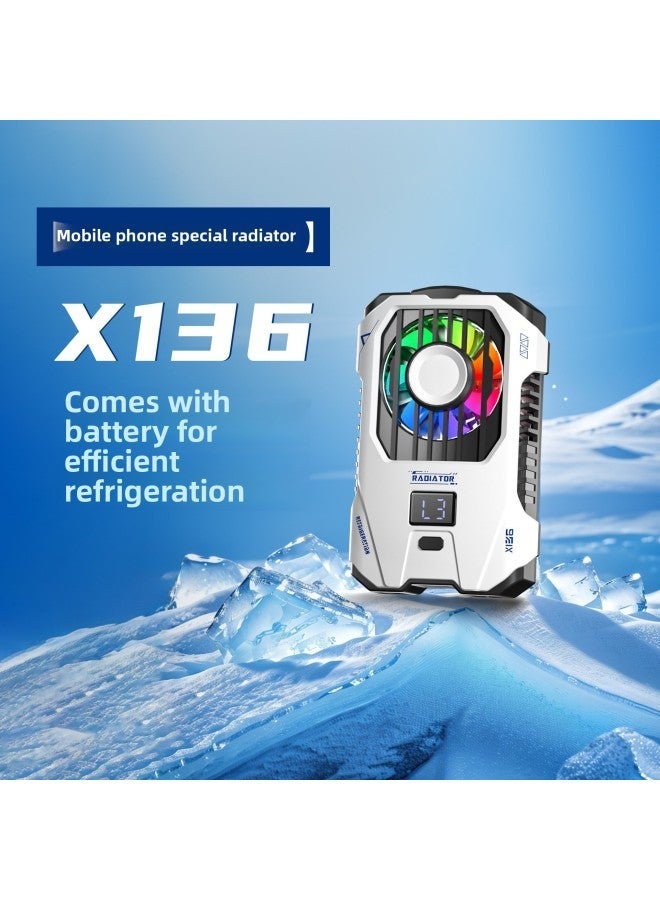 Mobile Phone Cooling Fan Game Battery Digital Display Refrigeration Magnetic Back Clip X76A Semiconductor-Color:TL07 Icing - Image 5