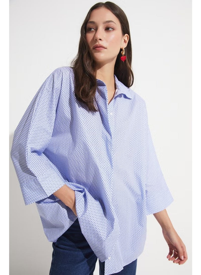 JUNE Exclusive Patterned Loose Cut Cotton Shirt - Image 4