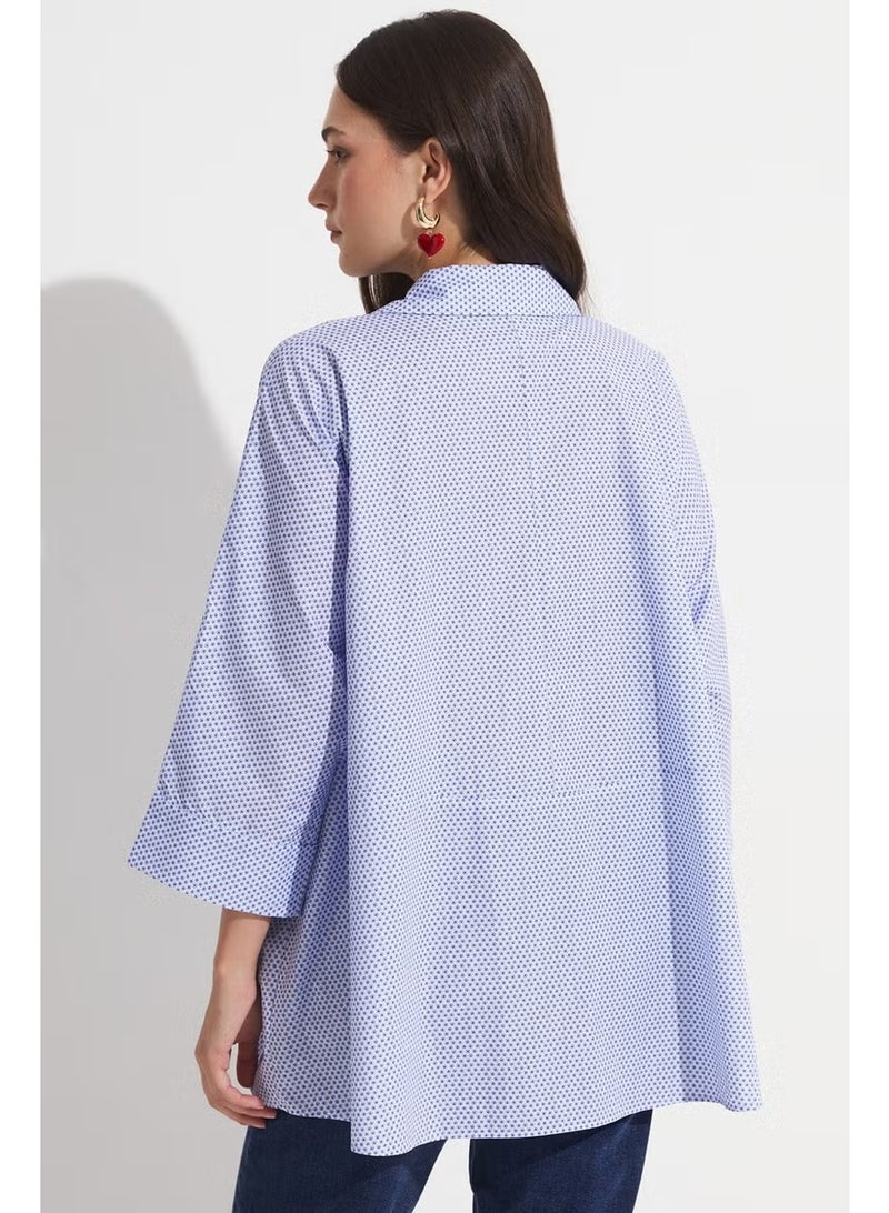 JUNE Exclusive Patterned Loose Cut Cotton Shirt - Image 5