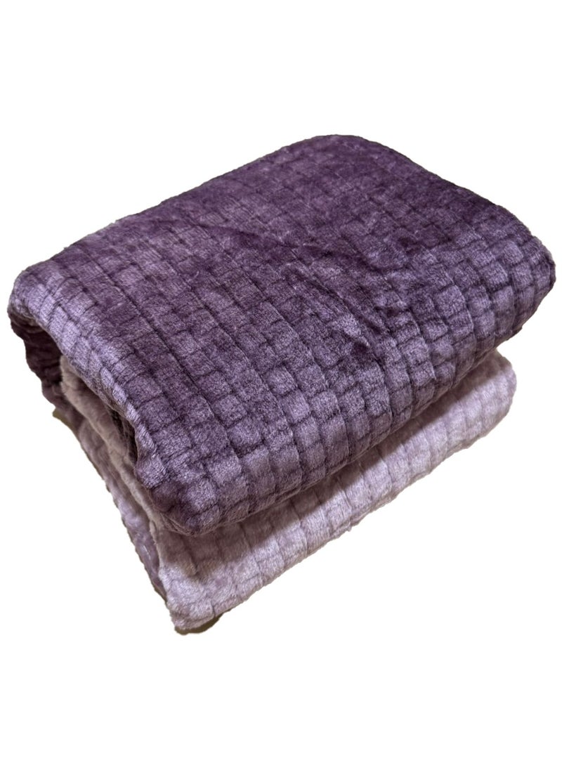 T G H Super Soft Flannel Plush Throw Blanket – Grid Checked, Single Size (160x220 cm) for Bed and Sofa, Cozy and Comfortable  - Image 1